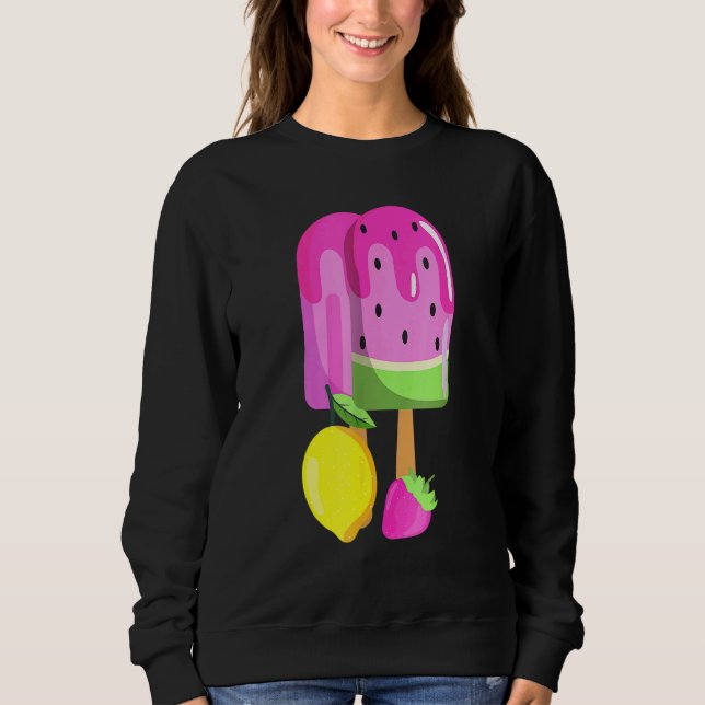 Sweatshirt Crème de glace pastèque fraise citron glace Pop ro (Devant)