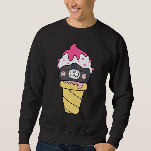 Sweatshirt Crème Glacée Chat Mignon  Dessert Chat Chéri 1 (Devant)