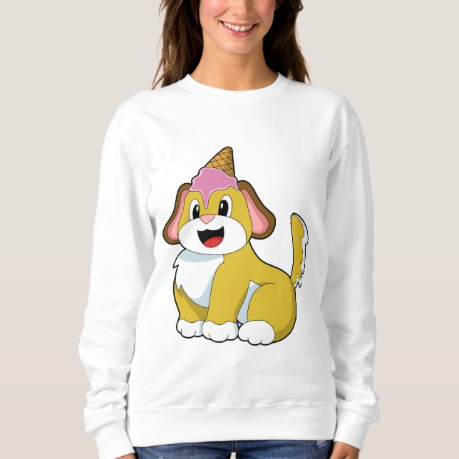 Sweatshirt Crème glacée Chien avec gaufre (Devant)
