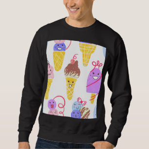 Sweatshirt Crèmes glacées Kawaii, motif mignon et sans soudur