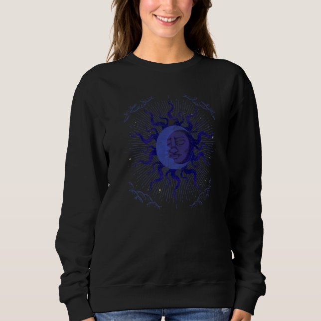 Sweatshirt Crescent Moon Boho Aesthetic Moon Sun Astrology   (Devant)