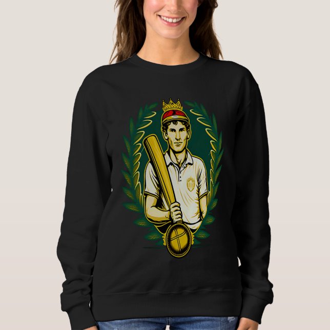 Sweatshirt Cricket Bat King Cricket Player (Devant)