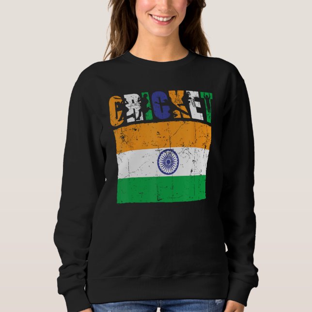 Sweatshirt Cricket Player Indian Flag For Youth Boys Kids (Devant)
