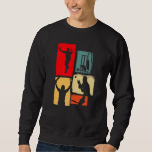 Sweatshirt Cricket pour batteur de cricket Bowler Retro Crick
