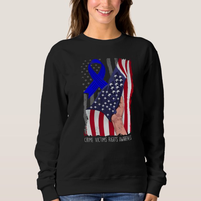 Sweatshirt Crime Victims Rights Awareness American Flag Blue  (Devant)