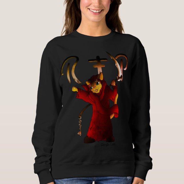 Sweatshirt Crimson Red Grim Reaper Chat (Devant)