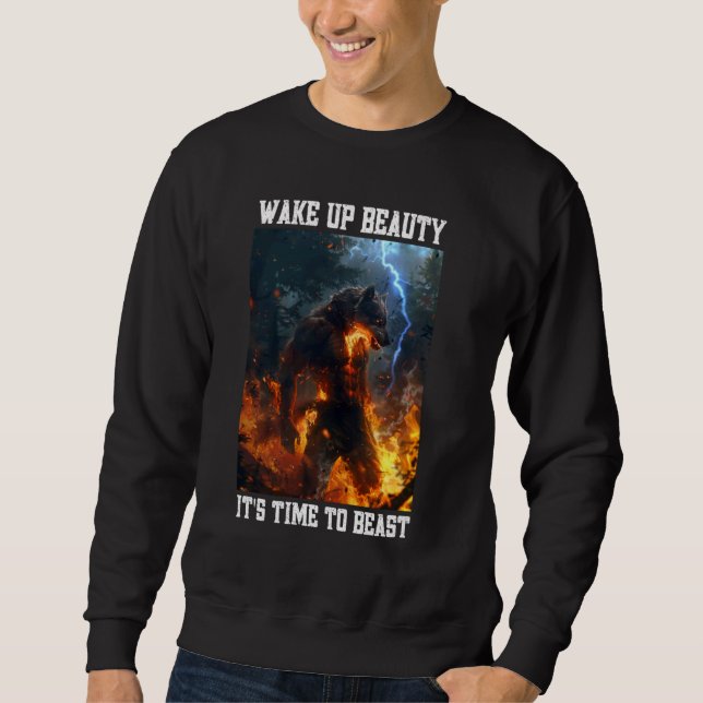 Sweatshirt Cringe Wolf Réveillez La Beauté Cringy Alpha Wolf  (Devant)