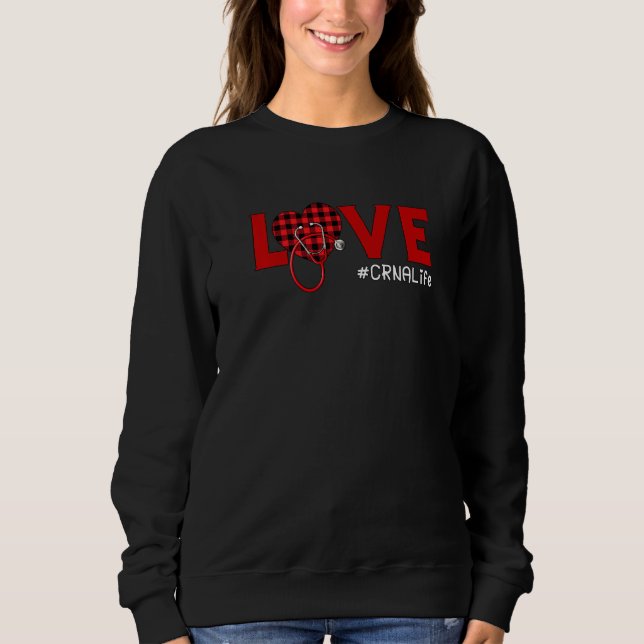 Sweatshirt CRNA Nurse Plaid Red Love Heart Stethoscope RN Nur (Devant)
