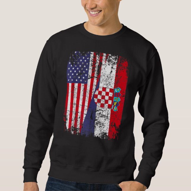Sweatshirt Croate Racines Drapeau semi-américain Croatie (Devant)