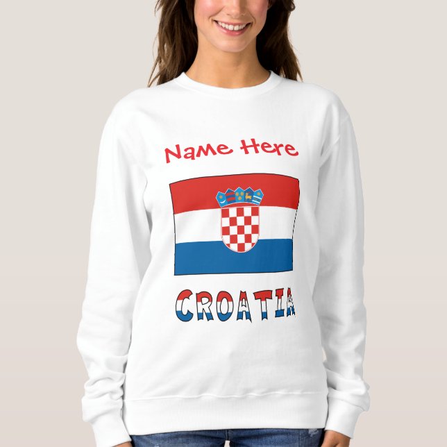 Sweatshirt Croatia Croatian Flag Red Personalized Name Women  (Devant)