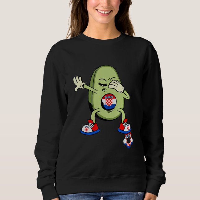 Sweatshirt Croatia Dabbing Avocado Croatian Flag Hrvatska Soc (Devant)