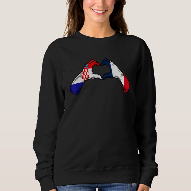 Sweatshirt Croatia France Flag - Croatian French Heart (Devant)