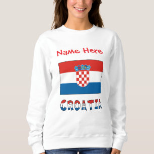 Sweatshirt Croatie Drapeau Croate Rouge Nom Personnalisé Femm