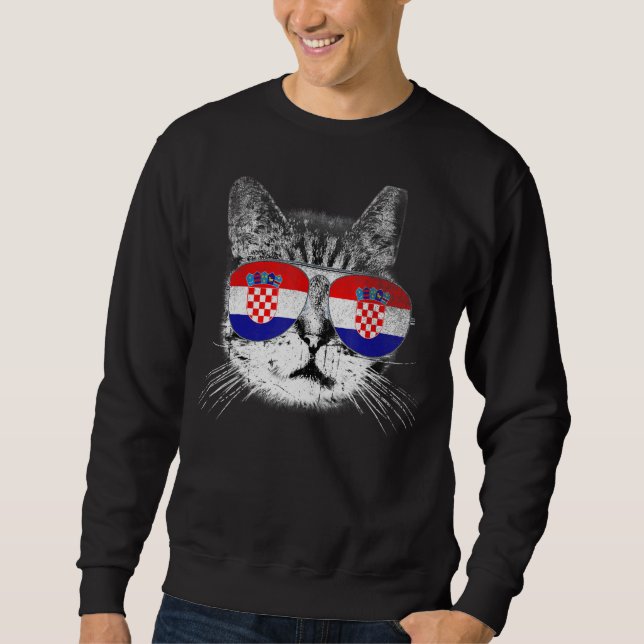 Sweatshirt Croatie Drapeau Pays Racines Cat Pride (Devant)