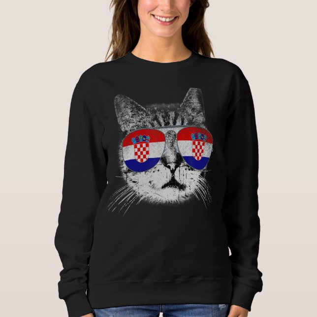 Sweatshirt Croatie Drapeau Pays Racines Cat Pride (Devant)