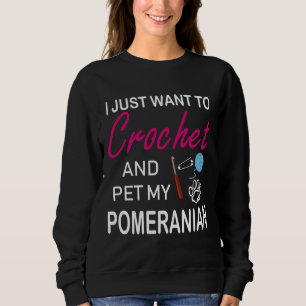 Sweatshirt Crochet Et Amoureux des chiens Poméranien Maman Am