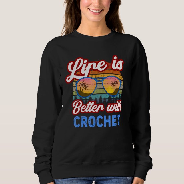 Sweatshirt Crochet   With Crochet  Saying (Devant)