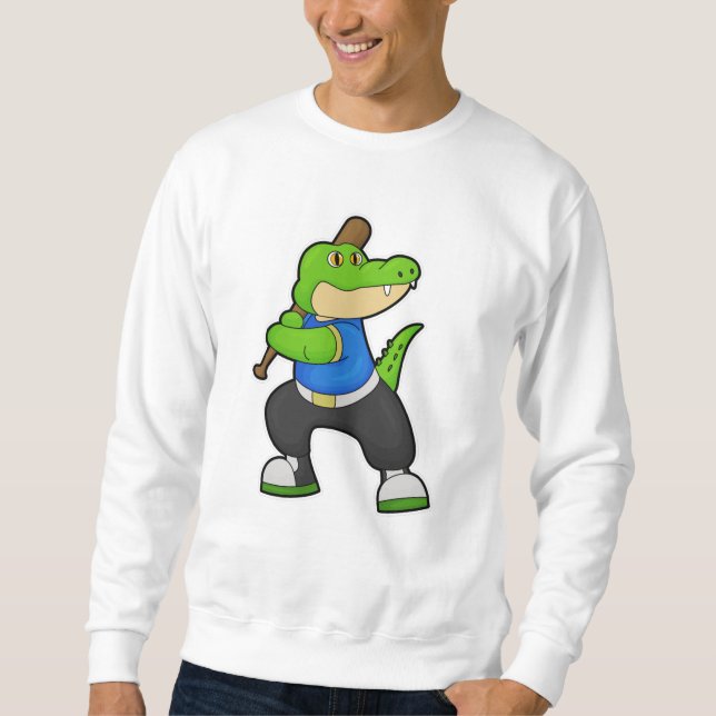 Sweatshirt Crocodile au baseball avec batte de baseball (Devant)