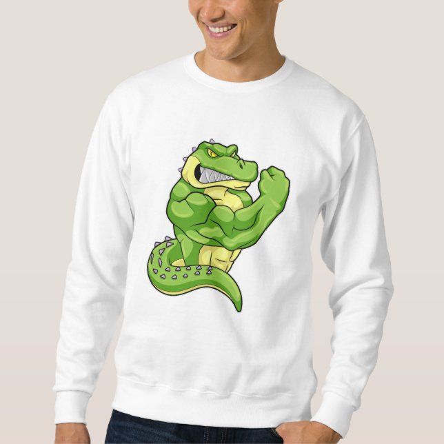 Sweatshirt Crocodile comme Bodybuilder avec de grands Muscles (Devant)