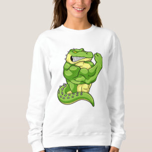 Sweatshirt Crocodile comme Bodybuilder avec de grands Muscles