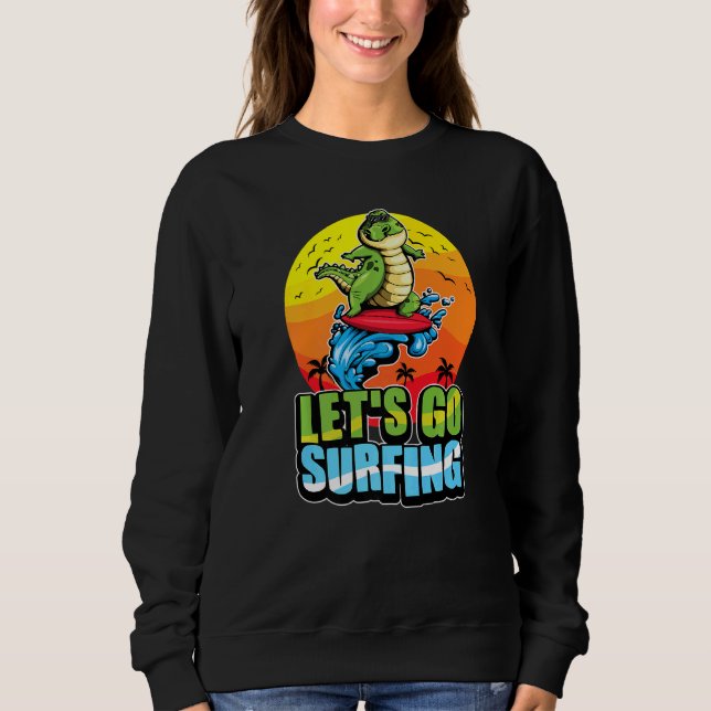 Sweatshirt Crocodile de surf cool Surf Été Océan & Vagues (Devant)