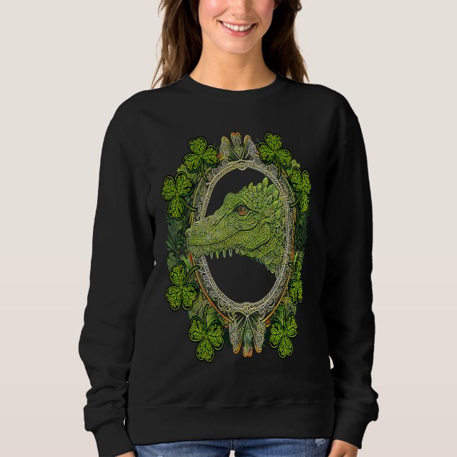 Sweatshirt Crocodile Head Mandala Irish Shamrock C St Patrick (Devant)