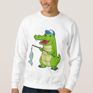 Sweatshirt Crocodile Pêche Pêcheur Pêcheur canne à pêche