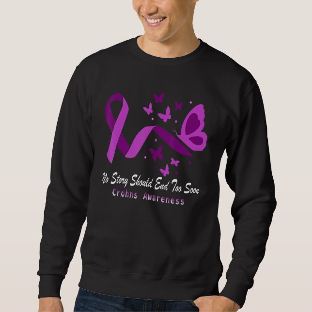 Sweatshirt Crohn's Awareness Butterflies Purple Ribbon Crohn' (Devant)