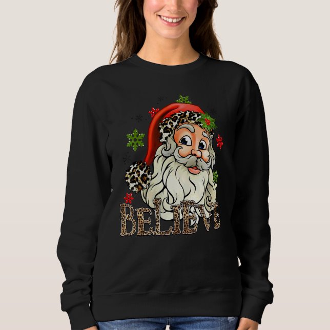 Sweatshirt Croire Costume Père Noël Avec Noël Léopard (Devant)