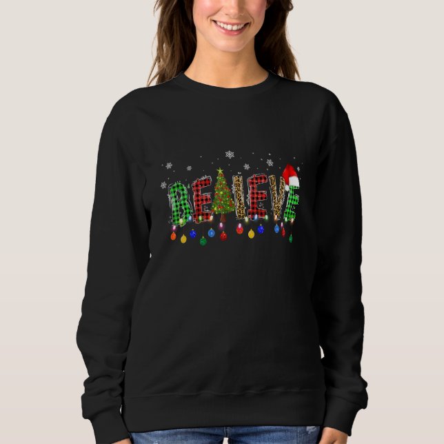 Sweatshirt Croire sapin de Noël Joyeux feux de Noël (Devant)