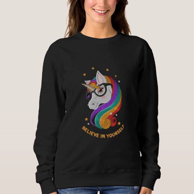 Sweatshirt Crois En Toi-Même Unicorne (Devant)
