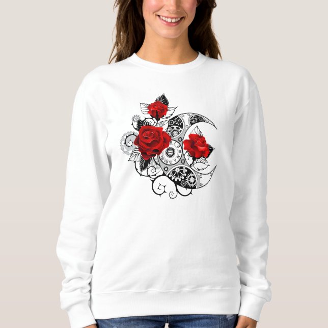 Sweatshirt Croissant mécanique avec roses rouges (Devant)