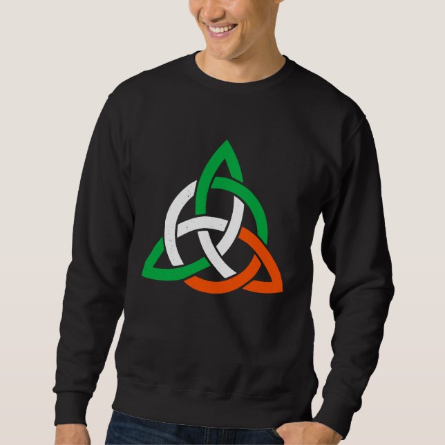 Sweatshirt Croix celtique trinité nœud triquetra drapeau irla (Devant)
