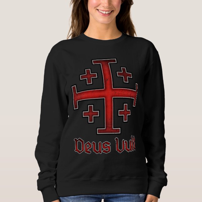 Sweatshirt Croix chrétienne de Templier de Jérusalem Chevalie (Devant)