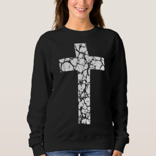 Sweatshirt Croix chrétienne fissurée Jésus t'aime Religion