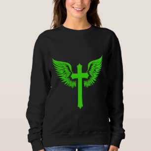 Sweatshirt Croix de Jésus avec ailes d'ange Graphique chrétie
