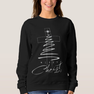 Sweatshirt Croix de l'Arbre de Noël Joyeux | Cadeau de vacanc