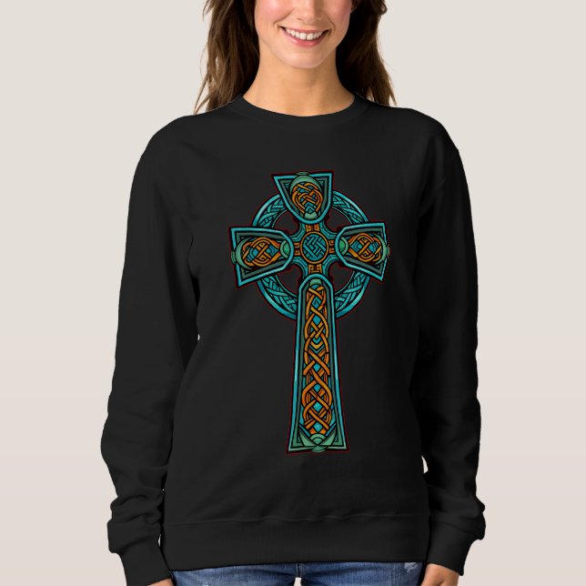 Sweatshirt Cross Celtic Vintage Norse Mythology Cross (Devant)