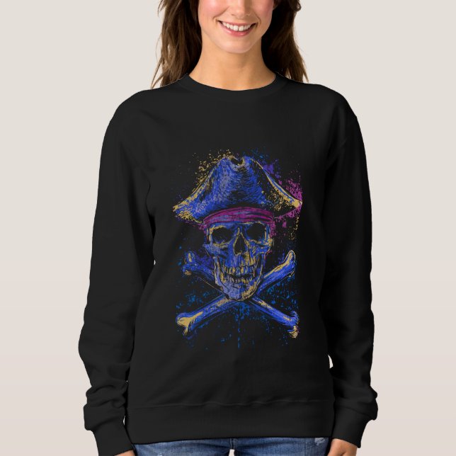 Sweatshirt Crossbones de crâne Squelette Jolly roger Drapeau  (Devant)