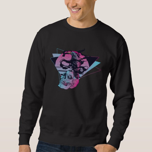 Sweatshirt Crow Mystic Raven Vaporwave Skull Aesthetic Gothic (Devant)