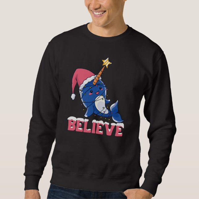 Sweatshirt Croyez Narwhal Noël Fée Lumières (Devant)