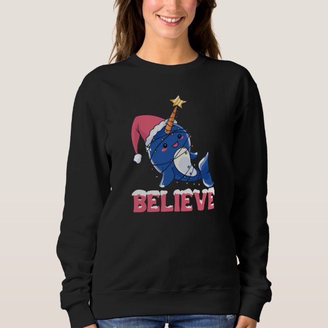 Sweatshirt Croyez Narwhal Noël Fée Lumières (Devant)