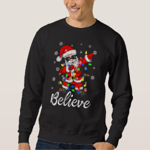 Sweatshirt Croyez Noël Dabbing Santa Claus Lumières Arbre