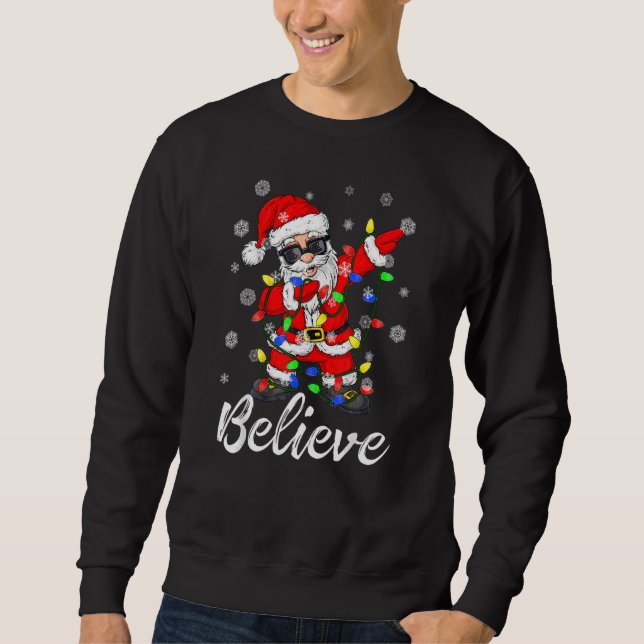 Sweatshirt Croyez Noël Dabbing Santa Claus Lumières Arbre (Devant)