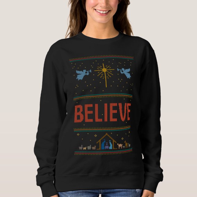 Sweatshirt CROYEZ VRAIMENT Chandail de Noël chrétien Jésus Di (Devant)