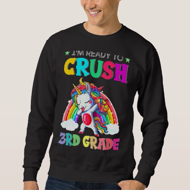 Sweatshirt Crush 3E Grade Unicorne Dabbing Retour À L'École G (Devant)