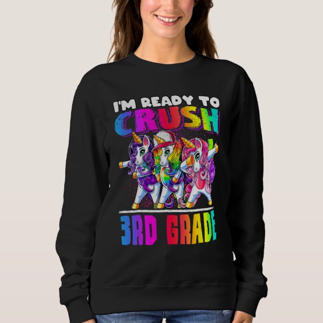 Sweatshirt Crush 3rd Grade Dabbing Unicorn Back To School Bac (Devant)