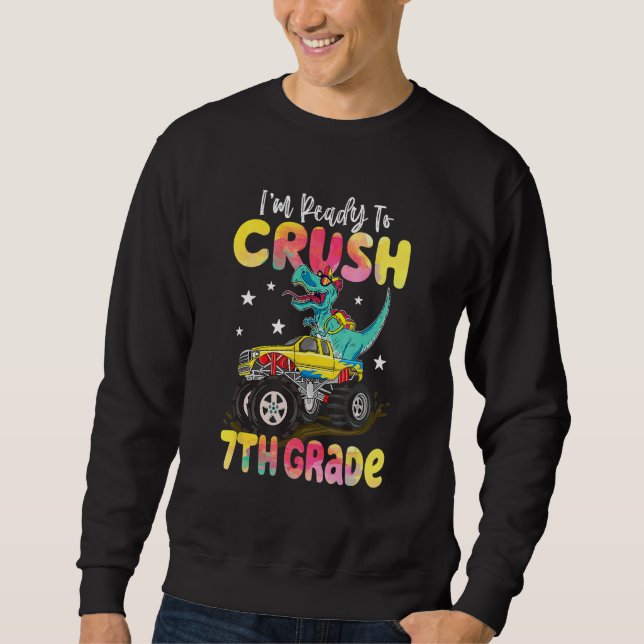 Sweatshirt Crush 7th Grade Dinosaur Monster Truck Back To Sch (Devant)