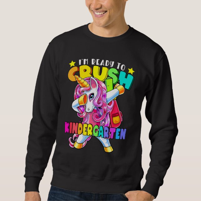 Sweatshirt Crush Kindergarten Dabbing Unicorne Retour À L'Éco (Devant)
