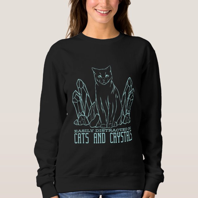 Sweatshirt Crystal Cat Pastel Goth (Devant)